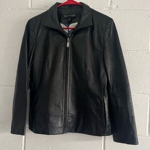 Kenneth Cole warns Black Minimalist Leather Zip Jacket